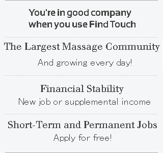 You're in good company. Thousands of massage therapists already chose Find Touch.